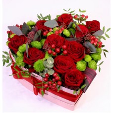 Needless to say - Heart-shaped flower box with red roses L